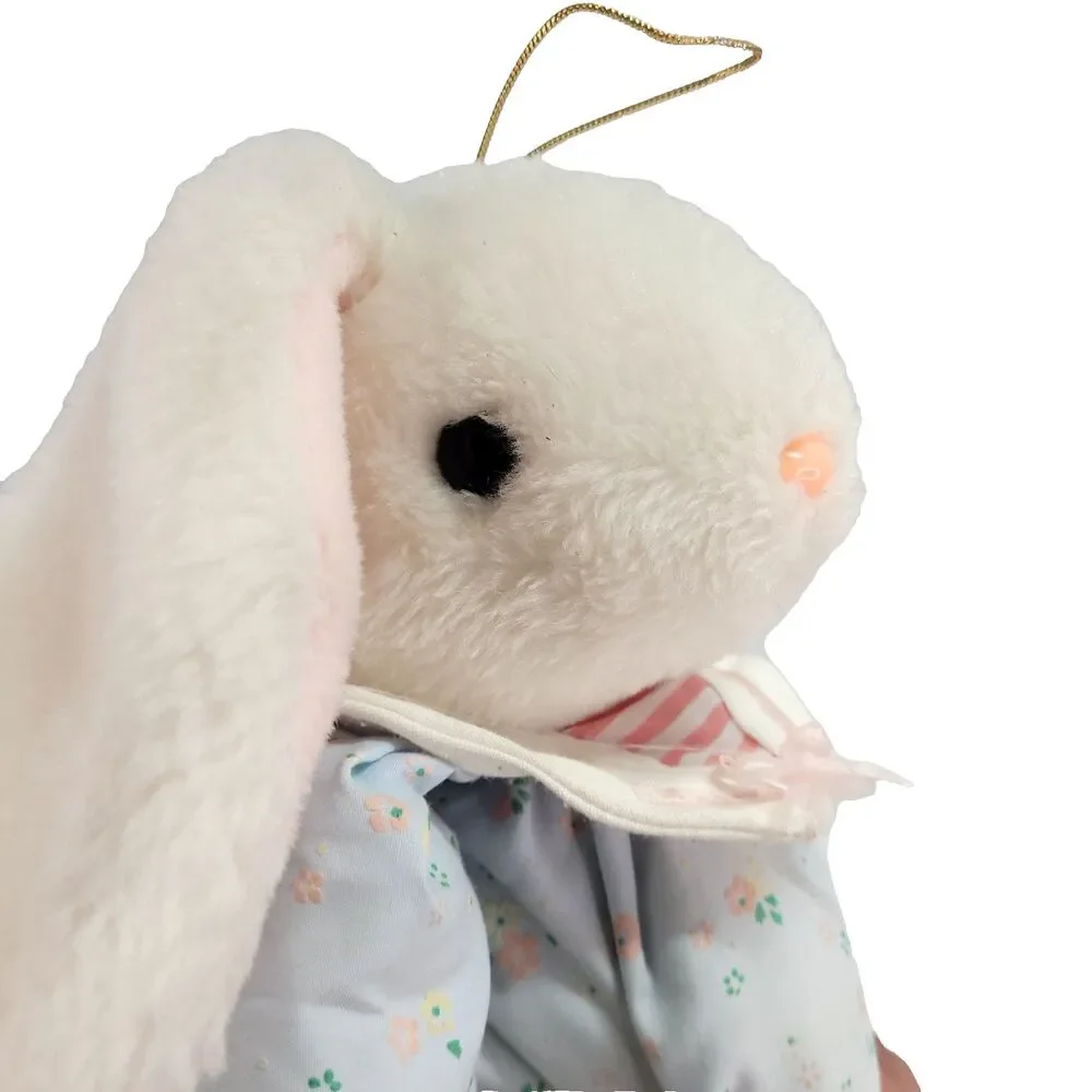 Vtg Cricket International nylon Easter Bunny Rabbit Plush 14” flowers Jumpsuit